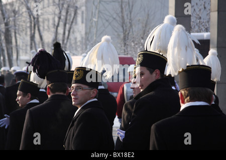 'Miner's day" in Polonia. I minatori omaggio al 9 vittime del massacro nel dicembre 16, 1981miniera di carbone "Wujek'. Katowice. Foto Stock