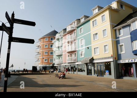 Il Re della Hall appartamenti residenziali e unità commerciali, Aberystwyth, Galles Foto Stock