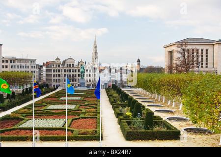 Giardino del Mont des Arts di Bruxelles in Belgio Foto Stock