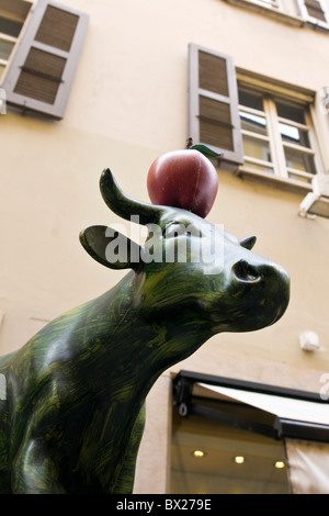 Guglielmo Tell, tradizionale mucca, Lugano, Svizzera Foto Stock