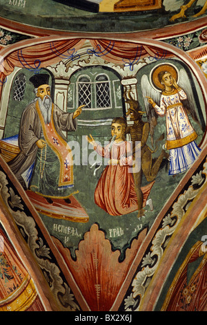 Affresco nel monastero di Troia, Bulgaria Foto Stock