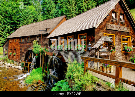 Vecchio mulino scandole storico fiume foro strega mill Gutenbach Foresta Nera Germania Europa Baden-Wuerttemberg Foto Stock