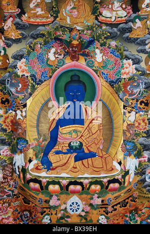 Il Buddha della Medicina thangka dettaglio Foto Stock