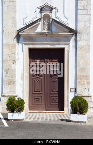 São Nicolau Chiesa portale. Manierista e barocco. Città di Santarém, Portogallo. Foto Stock