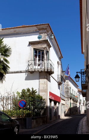 Finestra rinascimentale (Janela Renascentista) nella città di Santarém, Portogallo. Foto Stock