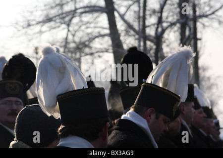 'Miner's day" in Polonia. I minatori omaggio al 9 vittime del massacro nel dicembre 16, 1981. Miniera di carbone "Wujek'. Katowice. Foto Stock