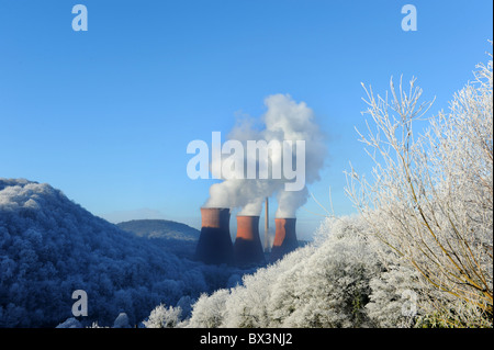 Gelo invernale di Ironbridge Power Station Shropshire Regno Unito Foto Stock