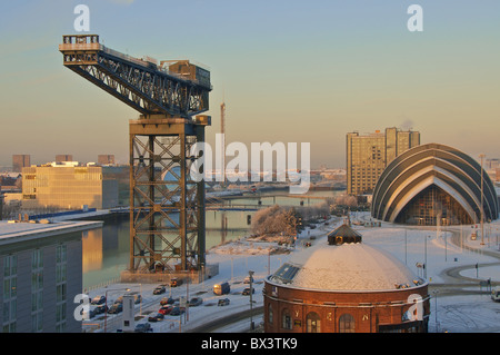 Finnieston gru e SECC sul fiume Clyde Glasgow Scozia Scotland Foto Stock