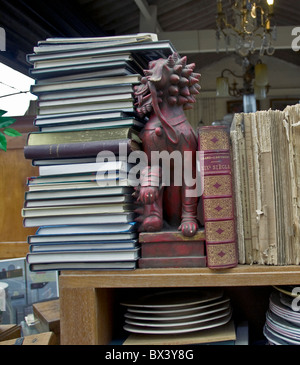 Parigi, Francia, Shopping, mercato delle pulci, Puces, "porte de Clignancourt", mercato dell'antiquariato, negozio di libri antichi, esposizione, vintage Foto Stock