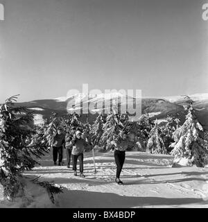 Riesengebirge, sci, neve inverno Foto Stock