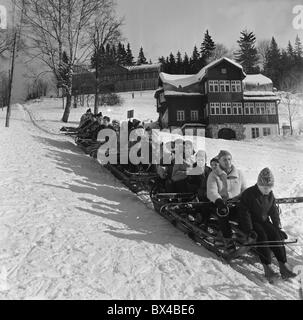 Riesengebirge, inverno, sci, sollevamento Foto Stock