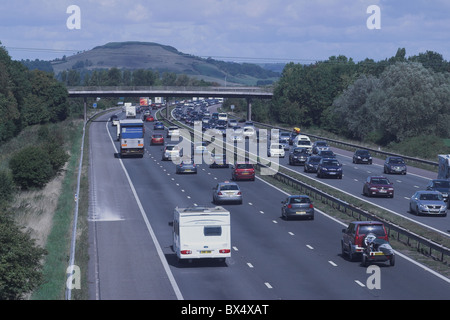 Il traffico su autostrada M5, Somerset, Regno Unito Foto Stock