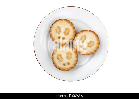 Tre tritare la torta su una piastra bianca Foto Stock