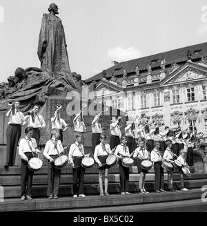 Praga, Cecoslovacchia, anniversario, Pioneer 1959., Jan Hus Foto Stock