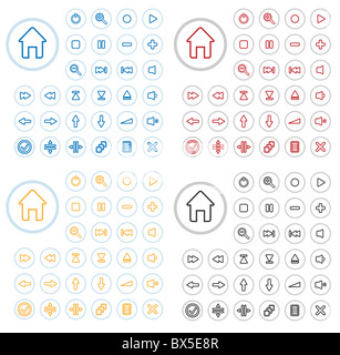 Raccolta di vettore di pulsanti audio. Facile da modificare, di qualsiasi dimensione, diversi colori. Foto Stock