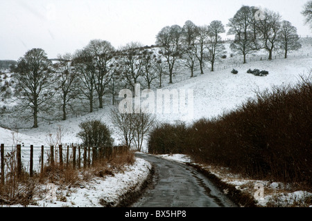 Thixendale in inverno la neve nel Yorkshire Wolds Inghilterra Foto Stock