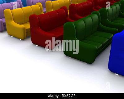 sofes di riga. 3D Foto Stock