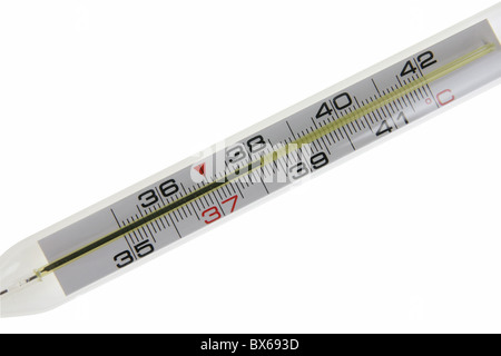 Termometro isolati su sfondo bianco di close-up(con percorso di clipping). Foto Stock