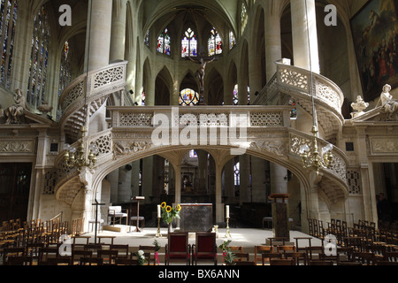 Interno di Saint-Etienne-du-Mont chiesa, Parigi, Francia, Europa Foto Stock