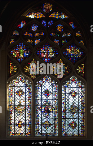 Thomas Becket vetrata che risale circa al 1320, Christ Church College cattedrale, Oxford, Oxfordshire, England, Regno Unito Foto Stock