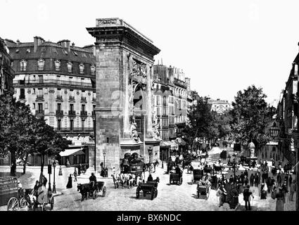 Goegraphy / viaggio, Francia, Parigi, Rue Saint-Denis con arco trionfale, vista, circa 1900, , diritti aggiuntivi-clearences-non disponibile Foto Stock