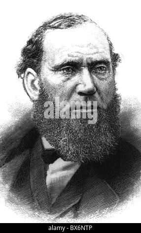 Pinkerton, Allan, 25.8.1819 - 1.7.1884, detective americano, fondatore della Pinkerton National Detective Agency, portrait, incisione in legno, 1884, , Foto Stock