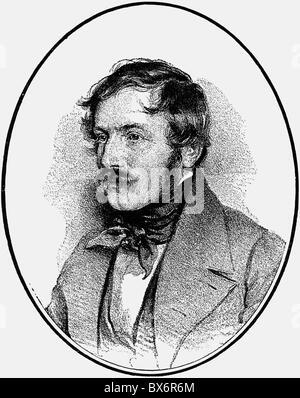 Lenau, Nikolaus, 13.8.1802 - 22.8.1850, poeta austriaco (nato Nikolaus Franz Niembsch Edler von Strehlenau), ritratto, litografia, 19th secolo, Foto Stock