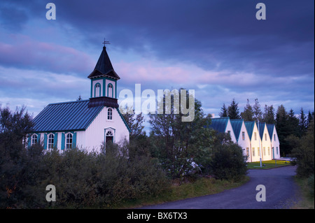 Thingvellir chiesa nazionale e Thingvallabaer, Sito Patrimonio Mondiale dell'UNESCO, a sud-ovest di Islanda Islanda Foto Stock