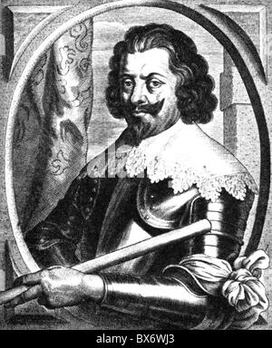 Werth, Johann von, circa 1595 - 16.9.1652, generale imperiale, a mezza lunghezza e incisione su rame di Pieter de Jode, 17. Jahrhundert, , artista del diritto d'autore non deve essere cancellata Foto Stock