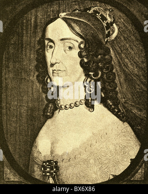 Elizabeth, 19.8.1596 - 13.12.1662, Electress Consort Palatinate 14.2.1613 - 23.2.1623, Regina Consort di Boemia 25.10.1619 - 9.11.1620, mezzotinta di Ludwig von Siegen, 1643 - 1644, su disegno di Gerrit van Honthorst, 1642, Foto Stock