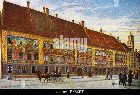 Geografia / viaggio, Germania, Augusta, Fugger Houses, Maximilianstrasse, vista esterna, cartolina d'arte, Kutscher und Gehr, Augusta, circa 1900, diritti aggiuntivi-clearences-non disponibile Foto Stock