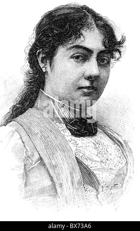 Natalie 15.5.1859 - 8.5.1941, Regina Consort di Serbia 6.3.1882 - 24.10.1888, ritratto, incisione in legno, 2nd metà 19th secolo, Foto Stock