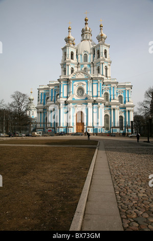 Cattedrale di Smolny, San Pietroburgo, Russia. Foto Stock