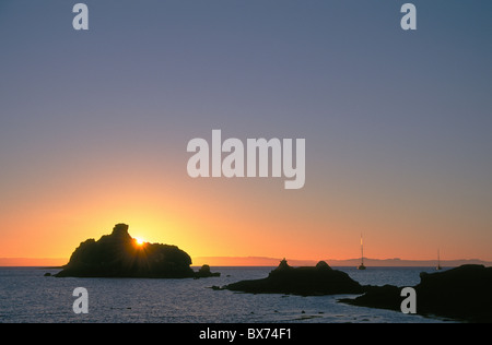 Vista tramonto da Candelera sulla spiaggia di Espiritu Santo isola nel mare di Cortez vicino a La Paz, Baja California Sur, Messico. Foto Stock