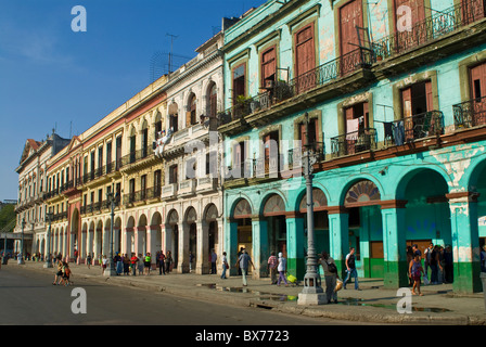 Vecchie case coloniali nel centro di Avana, Cuba, West Indies, dei Caraibi e America centrale Foto Stock