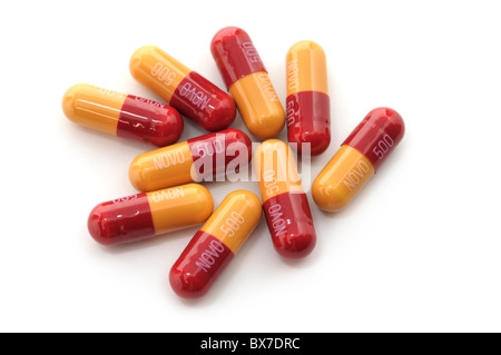 Le capsule di antibiotici (Amoxicillin, 500mg) Foto Stock