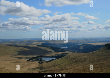 Vista dal mais Du nel Parco Nazionale di Brecon Beacons, POWYS, GALLES. Foto Stock