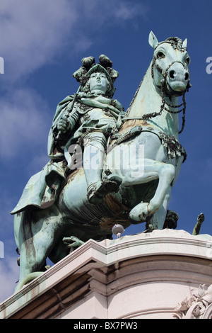 Fotografia del re Jose 1 Statua a Praca do Comercio di Lisbona, in Portogallo. Foto Stock