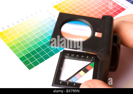 Graphic designer, stampante o ilustrator con campioni di colore Foto Stock