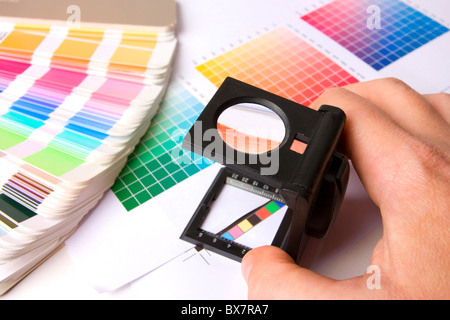 I campioni di colore di molti colori e barre di stampa Foto Stock