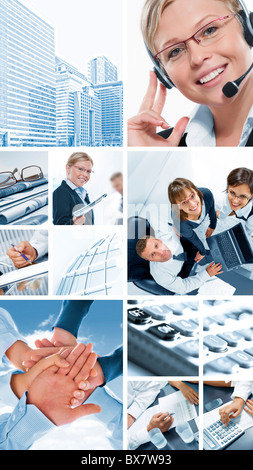 Tema di Business photo collage composto da diverse immagini Foto Stock