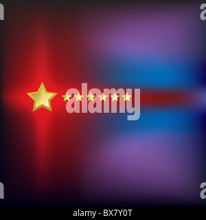 Abstract sfondo con stelle dorate su rosso Foto Stock