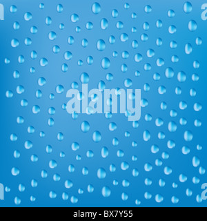 Abstract texture con gocce di acqua su blu Foto Stock