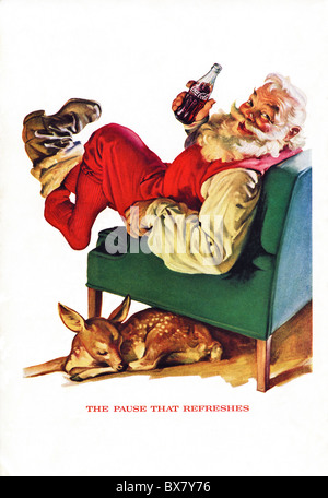 Classic Coca Cola annuncio nella rivista americana con Illustrazione a colori di Santa Babbo Natale datato dicembre1958 Foto Stock