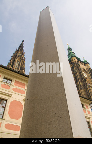 Colonna di granito nel Castello di Praga, Repubblica Ceca Foto Stock