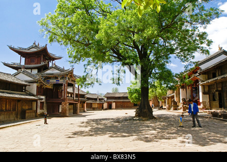 Tre padiglioni terrazzati su Sideng Street, Shaxi, Jiangsu, Cina Foto Stock