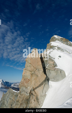 La parte superiore del Holaubgrat sul Allalinhorn, Svizzera Foto Stock