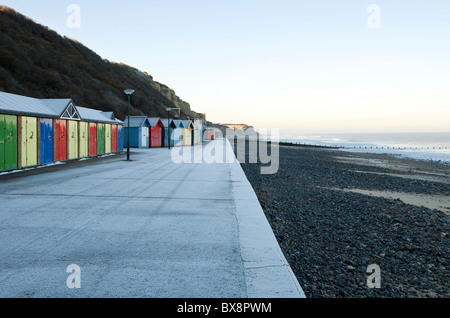 Spiaggia di capanne, cromer, North Norfolk, Inghilterra Foto Stock