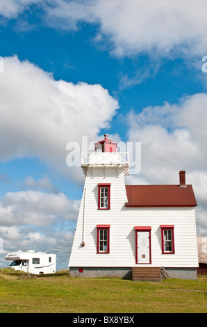 Rustico Harbour, Isola del Principe Edoardo. Camper al faro di North Rustico Harbour. Foto Stock