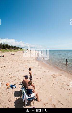 Spiaggia di Sante Sands, Canola Field, Bothwell, Prince Edward Island, The maritimes, canada. Foto Stock
